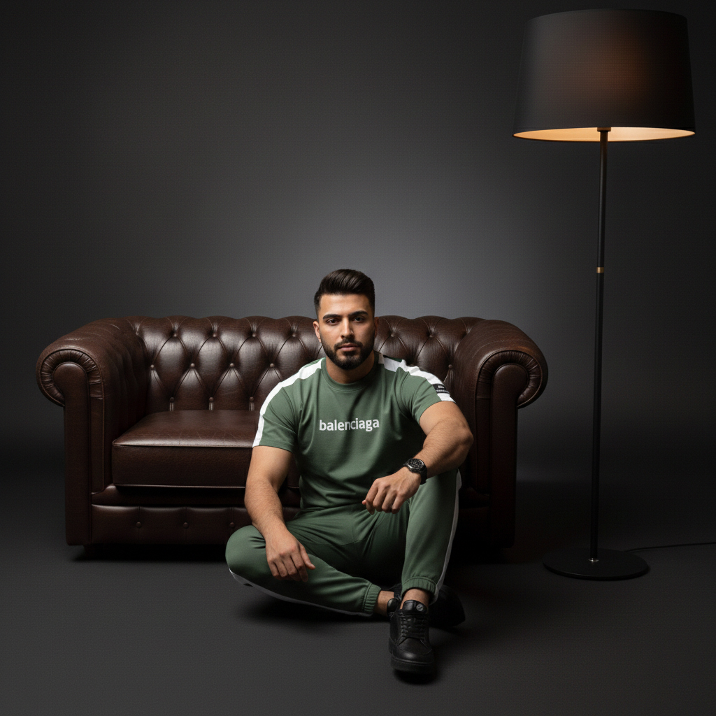 ست تیشرت و شلوار مردانه بنگال کش Balenciaga-سبز