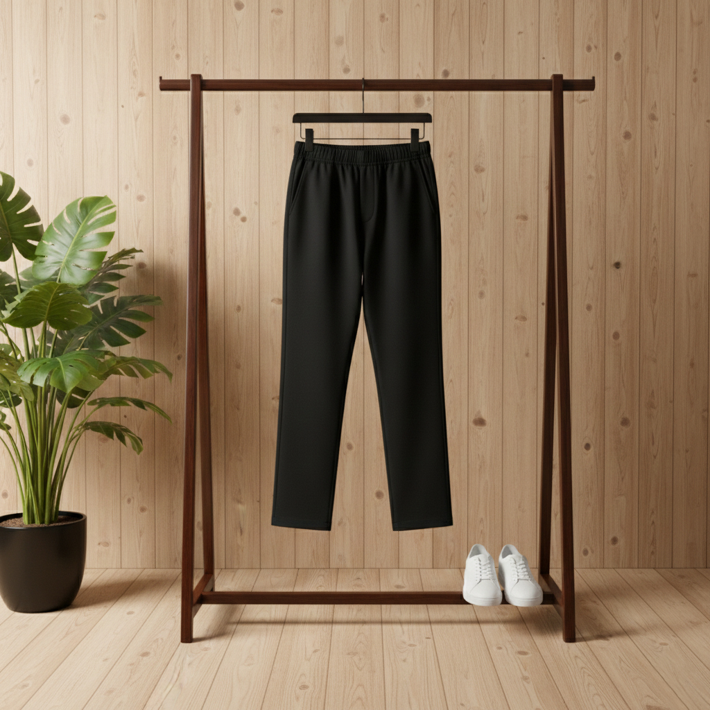 شلوار مردانه بنگال کش دم پا ساده مدل Behnam-مشکی