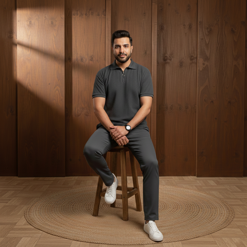 پکیج ست مردانه تیشرت نیم زیپ و شلوار مدل Toka