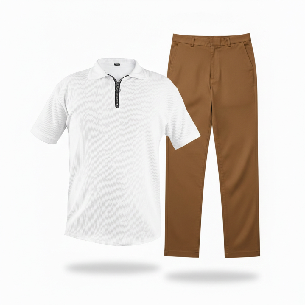 پکیج ست مردانه تیشرت نیم زیپ و شلوار مدل Rayan