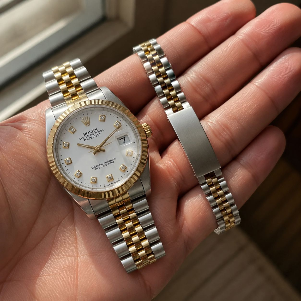 پکیج ساعت رولکس مردانه مدل Date Just-طلایی  دستبند Rolex مدل Date Just