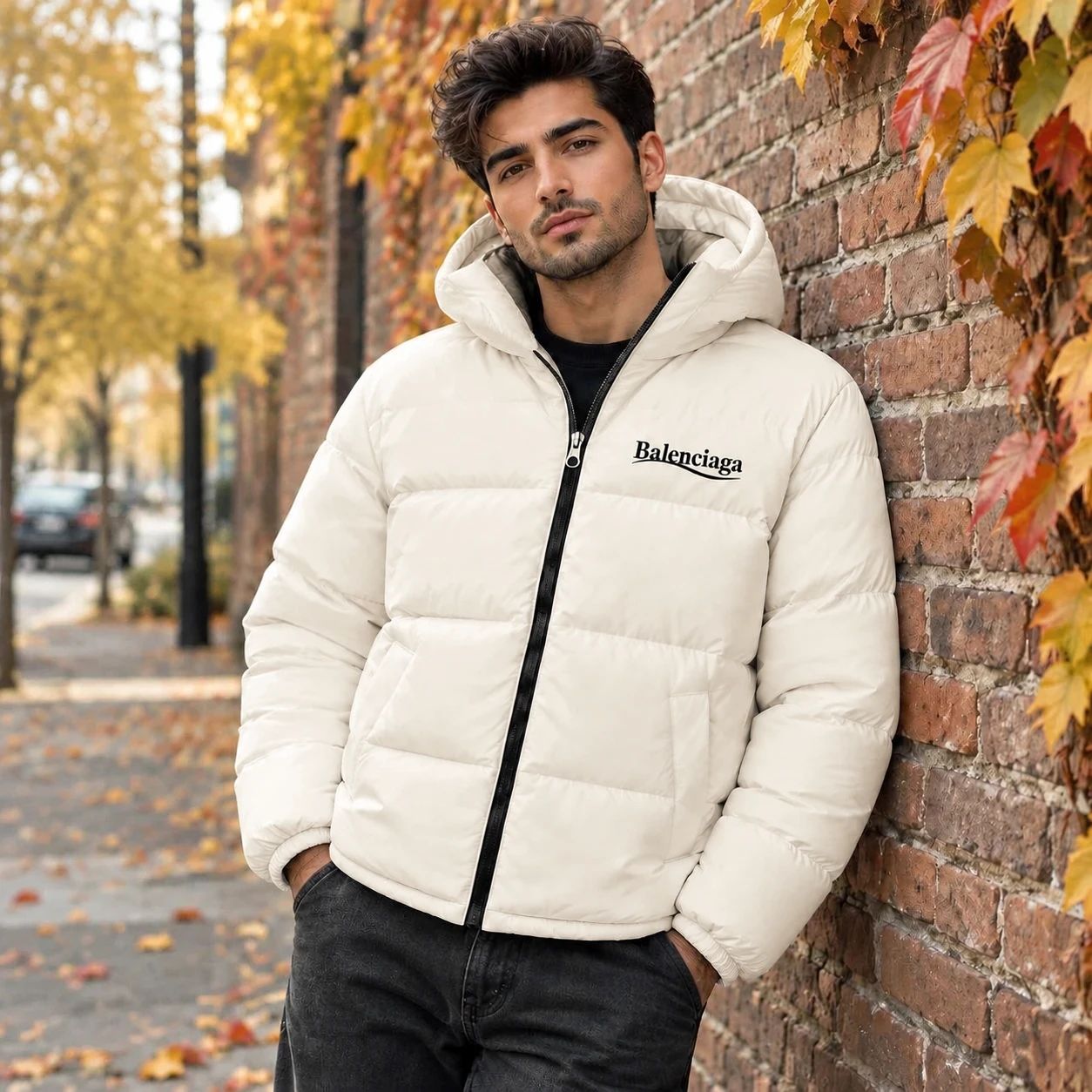 کاپشن ضد آب داخل پشمی Balenciaga-سفید