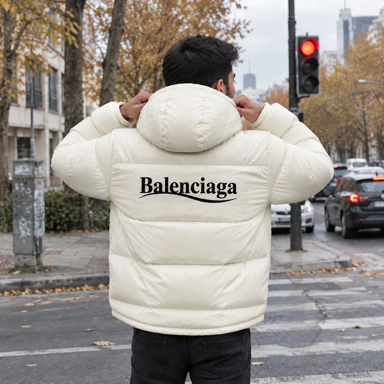 کاپشن ضد آب داخل پشمی Balenciaga-سفید