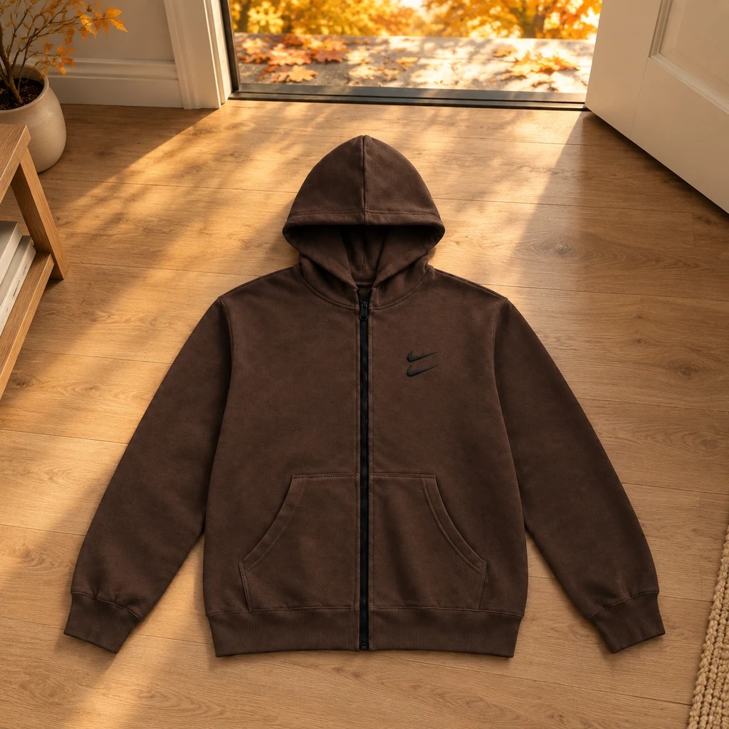 سوئیشرت دورس کلاهدار مردانه نایکی مدل Double Nike-قهوه ای